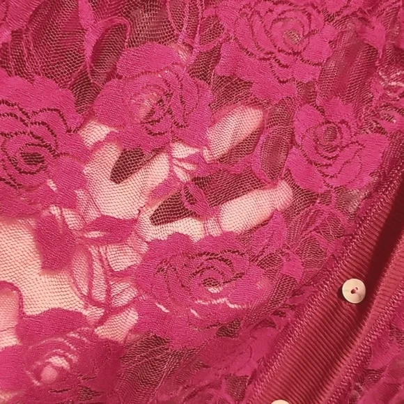 NWOT Belle Du Jour 3x pink floral sheer cardigan - Picture 4 of 4
